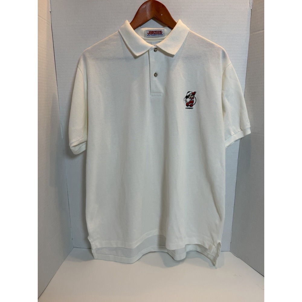 VTG Disney Golf Polo Shirt Mens XL White Mickey Mouse Embroidered Pocket 226